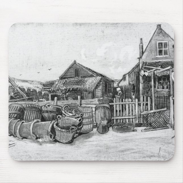Vincent van Gogh | Fish drying barn, Scheveningen Mouse Pad (Front)