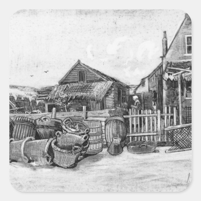 Vincent van Gogh | Fish drying barn, Scheveningen Square Sticker (Front)