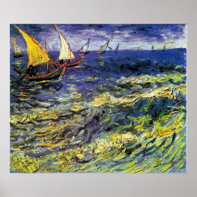 Vincent van Gogh Fishing Boats at Saintes-Maries Poster (Front)