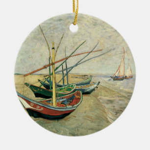 Vincent van Gogh - Fishing Boats on the Beach Ceramic Ornament