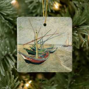 Vincent van Gogh - Fishing Boats on the Beach Ceramic Ornament