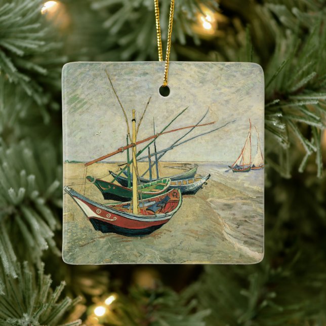Vincent van Gogh - Fishing Boats on the Beach Ceramic Ornament (Tree)