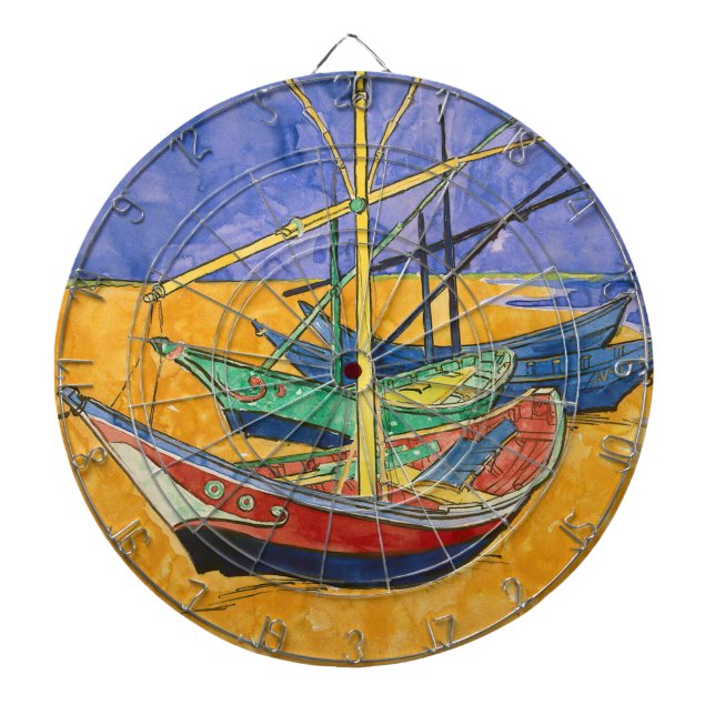 Vincent van Gogh - Fishing Boats on the Beach Dartboard (Front)