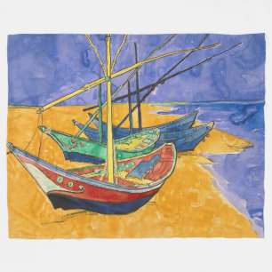 Vincent van Gogh - Fishing Boats on the Beach Fleece Blanket