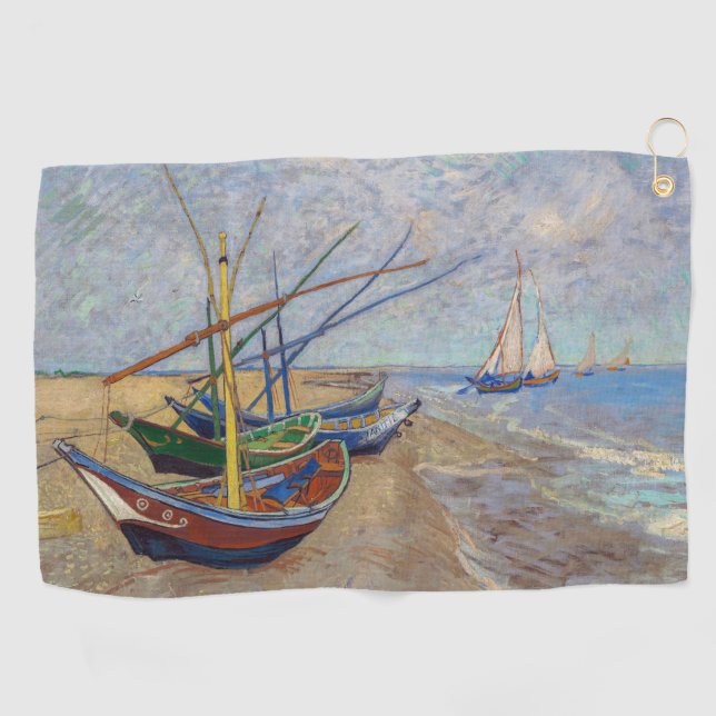 Vincent van Gogh - Fishing Boats on the Beach Golf Towel (Horizontal)