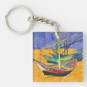 Vincent van Gogh - Fishing Boats on the Beach Key Ring