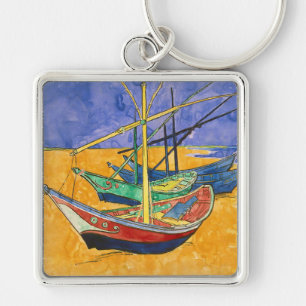 Vincent van Gogh - Fishing Boats on the Beach Key Ring