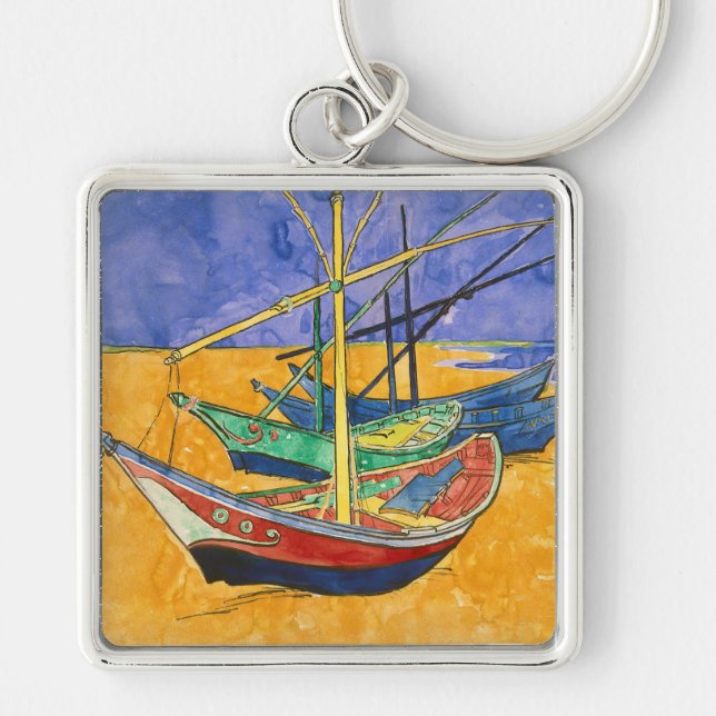 Vincent van Gogh - Fishing Boats on the Beach Key Ring (Front)