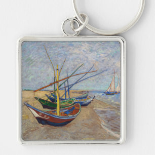 Vincent van Gogh - Fishing Boats on the Beach Key Ring