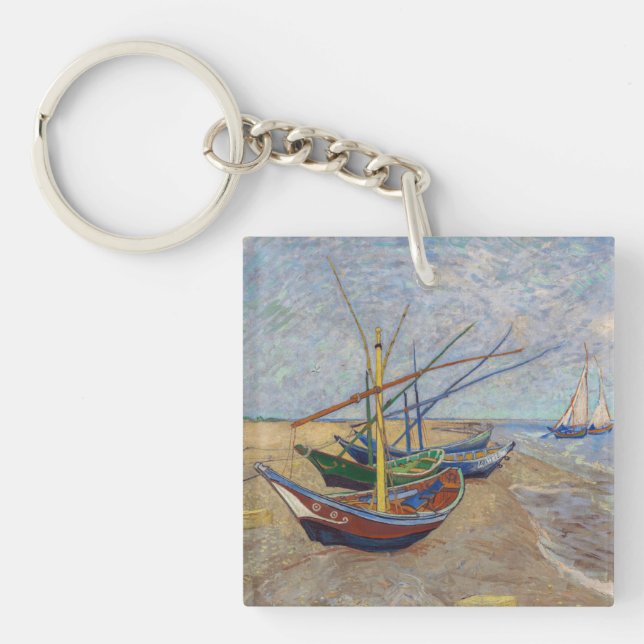 Vincent van Gogh - Fishing Boats on the Beach Key Ring (Front)