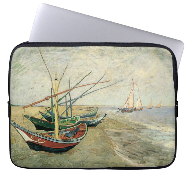 Vincent van Gogh - Fishing Boats on the Beach Laptop Sleeve (Front)