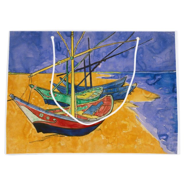 Vincent van Gogh - Fishing Boats on the Beach Large Gift Bag (Front)