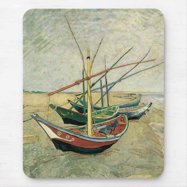 Vincent van Gogh - Fishing Boats on the Beach Mouse Pad (Front)