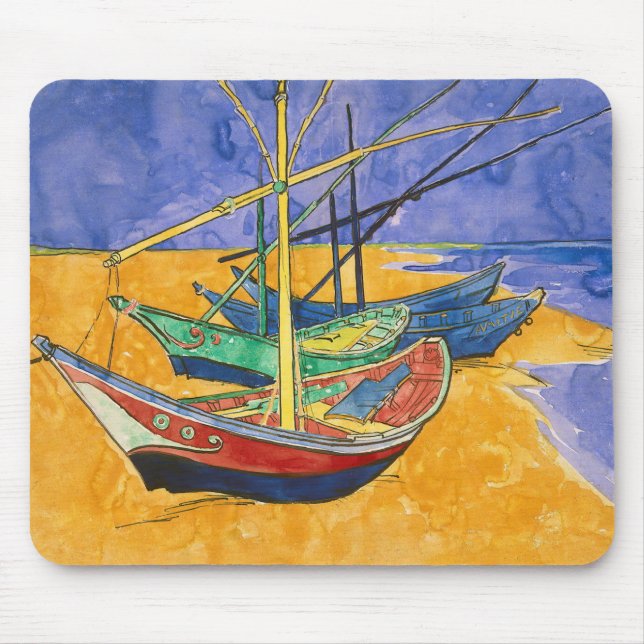 Vincent van Gogh - Fishing Boats on the Beach Mouse Pad (Front)