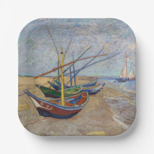 Vincent van Gogh - Fishing Boats on the Beach Paper Plate