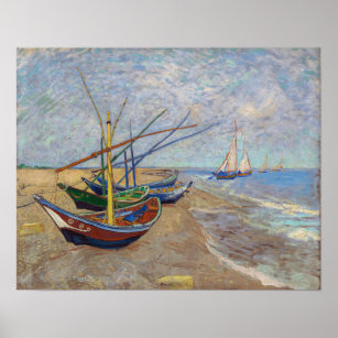Vincent van Gogh - Fishing Boats on the Beach Poster
