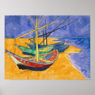 Vincent van Gogh   Fishing Boats on the Beach Poster