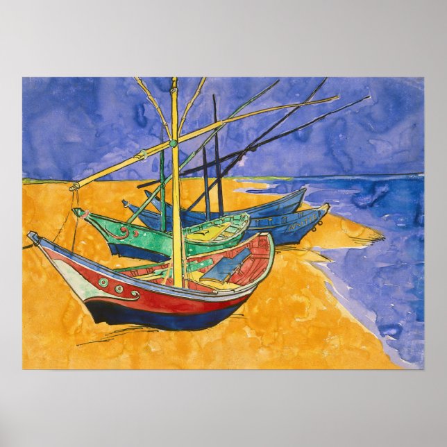 Vincent van Gogh - Fishing Boats on the Beach Poster (Front)
