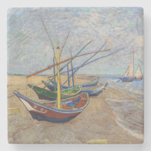 Vincent van Gogh - Fishing Boats on the Beach Stone Coaster