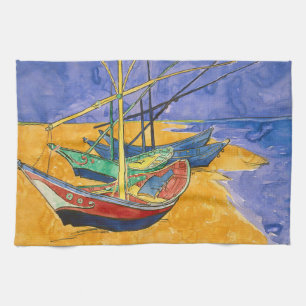 Vincent van Gogh - Fishing Boats on the Beach Tea Towel