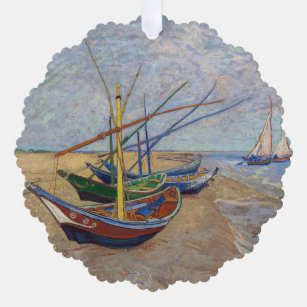 Vincent van Gogh - Fishing Boats on the Beach Tree Decoration Card