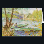 Vincent van Gogh Fishing in Spring, Pont de Clichy<br><div class="desc">Fishing in Spring, Pont de Clichy (1887) by Vincent van Gogh is a vintage Post Impressionism fine art daily life painting. A fisherman fishing in a small boat on the Seine river in Paris, France. About the artist: Vincent Willem van Gogh was a Post-Impressionist painter whose work was most noteable...</div>