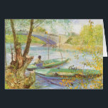Vincent van Gogh Fishing in Spring, Pont de Clichy<br><div class="desc">Fishing in Spring, Pont de Clichy (1887) by Vincent van Gogh is a vintage Post Impressionism fine art daily life painting. A fisherman fishing in a small boat on the Seine river in Paris, France. About the artist: Vincent Willem van Gogh was a Post-Impressionist painter whose work was most noteable...</div>