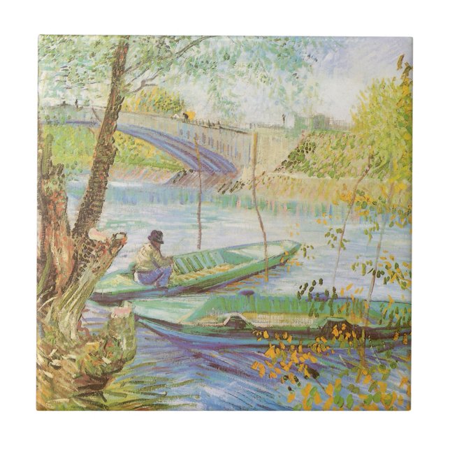 Vincent van Gogh Fishing in Spring, Pont de Clichy Ceramic Tile (Front)