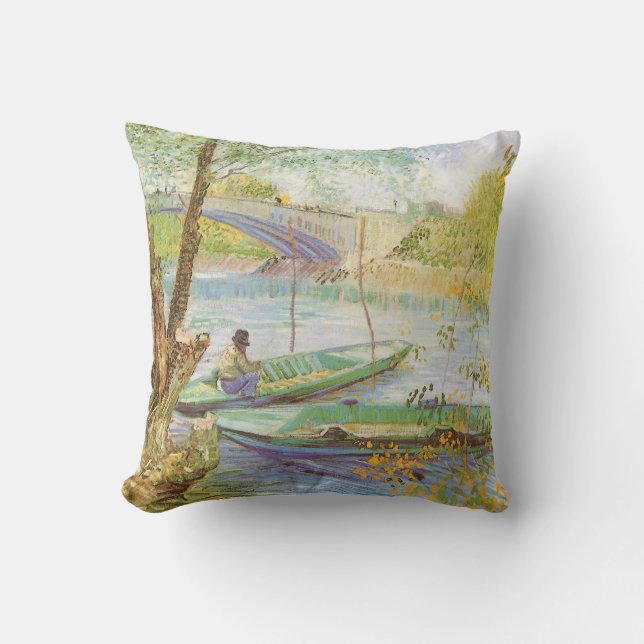 Vincent van Gogh Fishing in Spring, Pont de Clichy Cushion (Front)