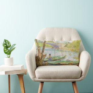 Vincent van Gogh Fishing in Spring, Pont de Clichy Lumbar Cushion