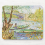 Vincent van Gogh Fishing in Spring, Pont de Clichy Mouse Pad<br><div class="desc">Fishing in Spring, Pont de Clichy (1887) by Vincent van Gogh is a vintage Post Impressionism fine art daily life painting. A fisherman fishing in a small boat on the Seine river in Paris, France. About the artist: Vincent Willem van Gogh was a Post-Impressionist painter whose work was most noteable...</div>