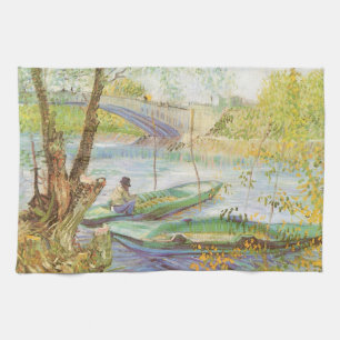 Vincent van Gogh Fishing in Spring, Pont de Clichy Tea Towel