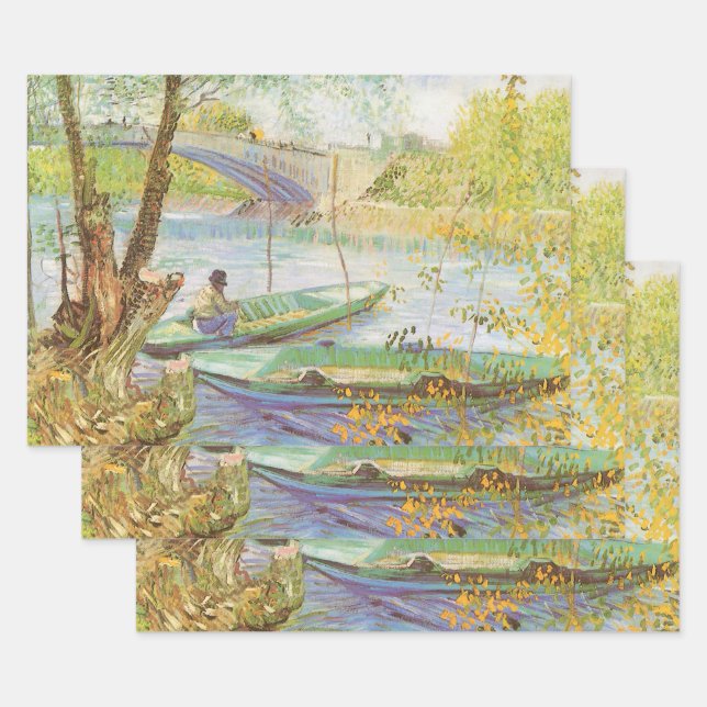 Vincent van Gogh Fishing in Spring, Pont de Clichy Wrapping Paper Sheet (Set)
