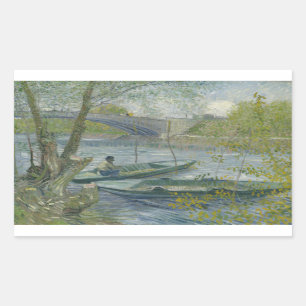 Vincent van Gogh - Fishing in Spring, the Pont de Rectangular Sticker