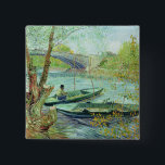 Vincent van Gogh | Fishing in the Spring 15 Cm Square Badge<br><div class="desc">Fishing in the Spring. Pont de Clichy,  1887 | by Vincent van Gogh | Art Location: The Art Institute of Chicago,  IL,  USA | Dutch Artist | Image Collection Number: XIR182690</div>