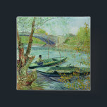 Vincent van Gogh | Fishing in the Spring 15 Cm Square Badge<br><div class="desc">Fishing in the Spring. Pont de Clichy,  1887 | by Vincent van Gogh | Art Location: The Art Institute of Chicago,  IL,  USA | Dutch Artist | Image Collection Number: XIR182690</div>
