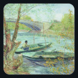 Vincent van Gogh | Fishing in the Spring Square Sticker<br><div class="desc">Fishing in the Spring. Pont de Clichy,  1887 | by Vincent van Gogh | Art Location: The Art Institute of Chicago,  IL,  USA | Dutch Artist | Image Collection Number: XIR182690</div>