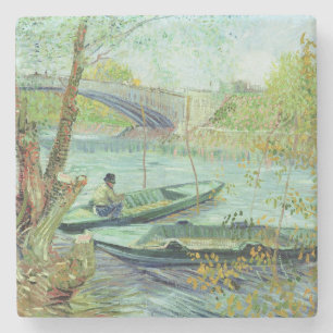 Vincent van Gogh   Fishing in the Spring Stone Coaster