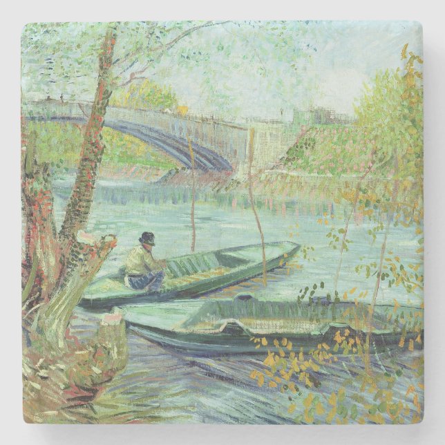 Vincent van Gogh | Fishing in the Spring Stone Coaster (Front)