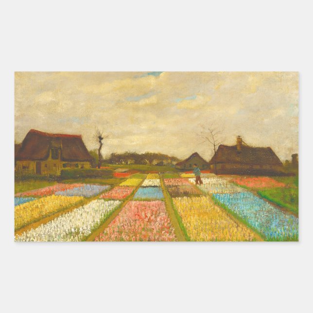 Vincent van Gogh Flower Beds in Holland Rectangular Sticker (Front)