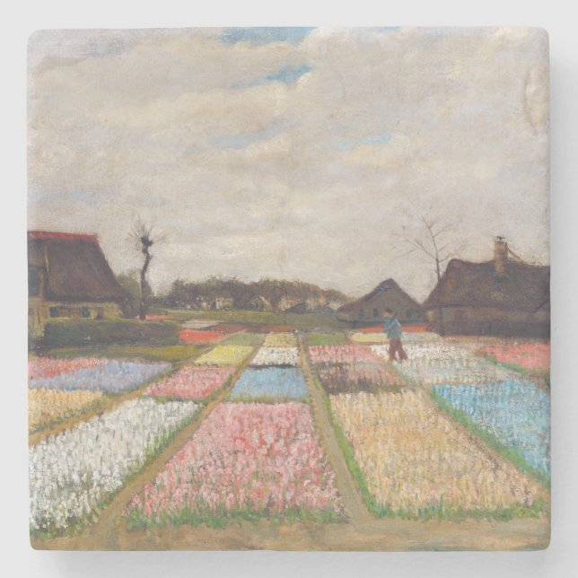 Vincent van Gogh - Flower Beds in Holland Stone Coaster (Front)