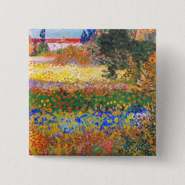 Vincent Van Gogh Flowering Garden 15 Cm Square Badge (Front)