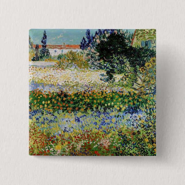 Vincent van Gogh - Flowering Garden 15 Cm Square Badge (Front)
