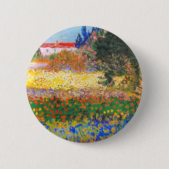 Vincent Van Gogh Flowering Garden 6 Cm Round Badge (Front)
