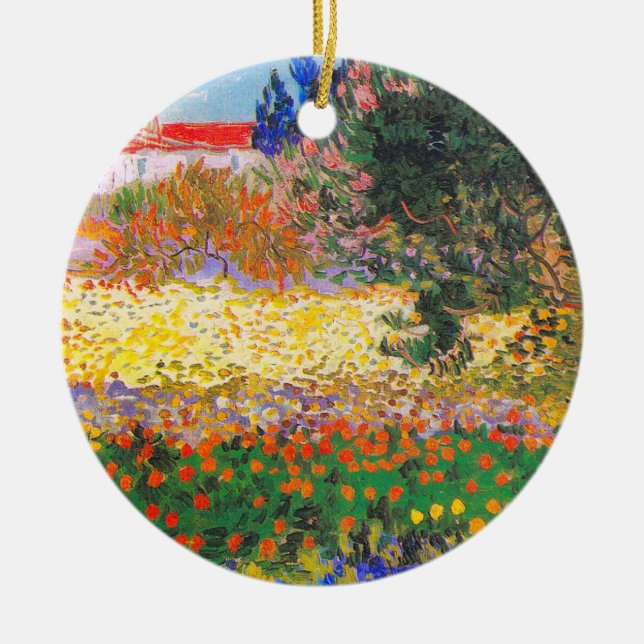Vincent Van Gogh Flowering Garden Ceramic Ornament (Front)