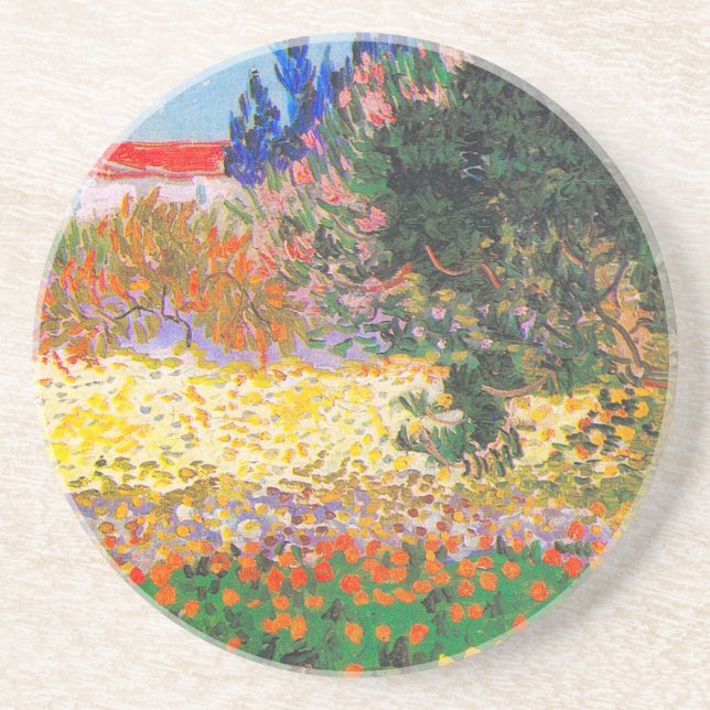 Vincent Van Gogh Flowering Garden Coaster (Front)