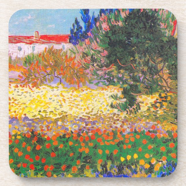 Vincent Van Gogh Flowering Garden Coaster (Front)
