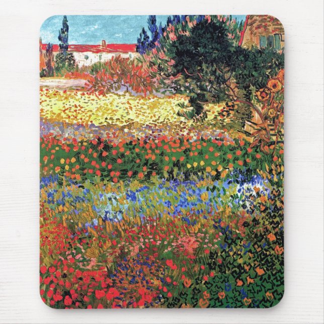 Vincent Van Gogh - Flowering Garden Fine Art Mouse Pad (Front)