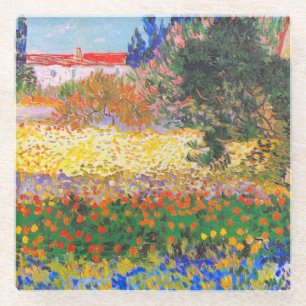 Vincent Van Gogh Flowering Garden Glass Coaster