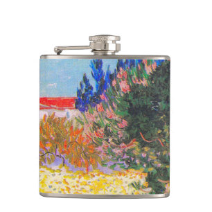 Vincent Van Gogh Flowering Garden Hip Flask